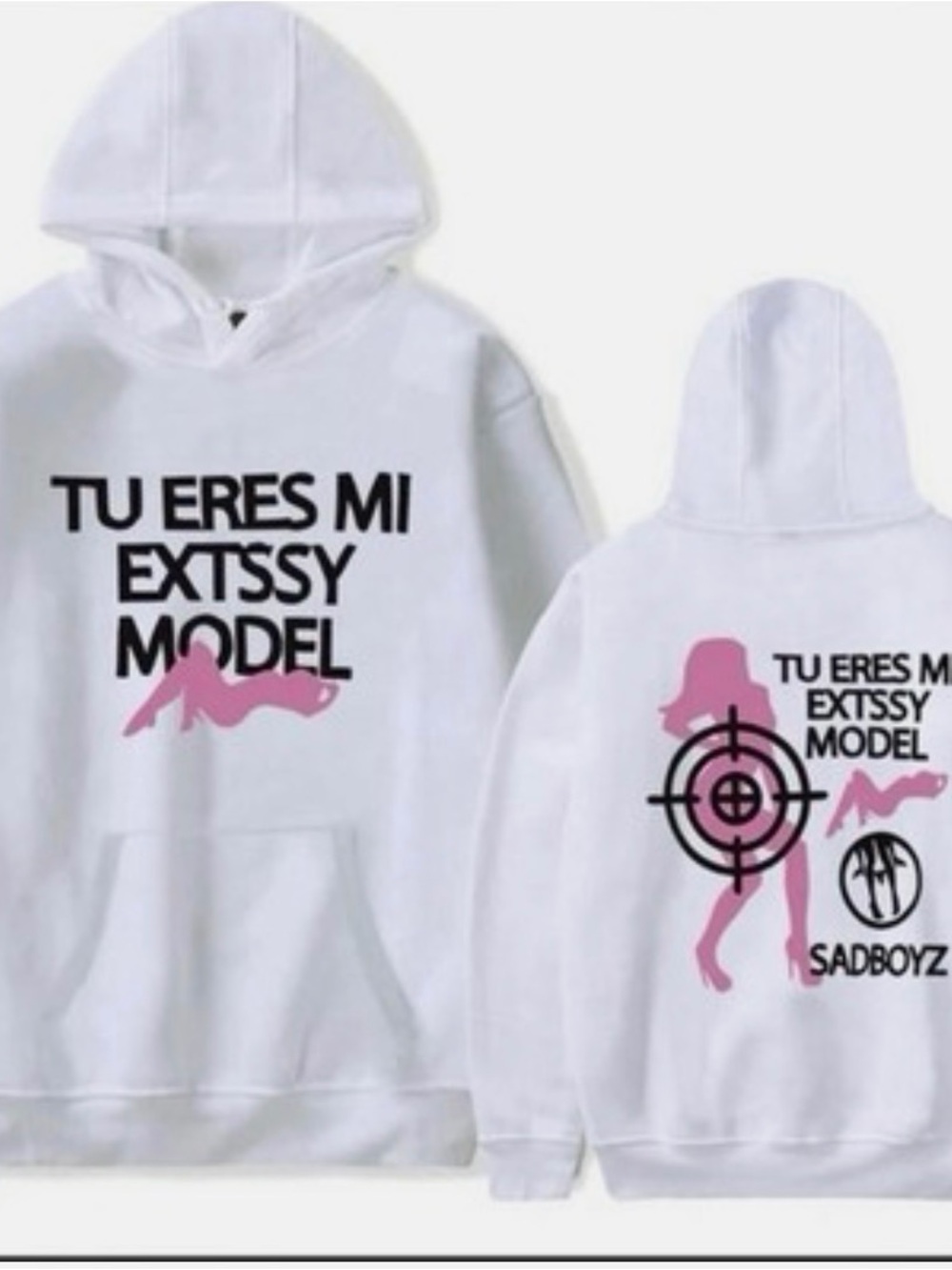 White "Tu Eres Mi Extssy Model" Sad Boys Hoodie with pockets